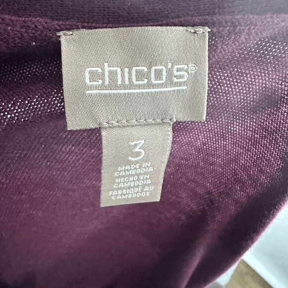 Chicos Red Wine Open Cardigan Long Length Touch of Cashmere Size 3 = XL NEW - Picture 5 of 10